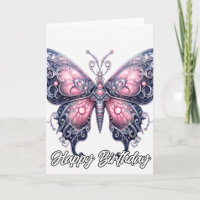 Vintage Imaginative Butterfly Art | Happy Birthday