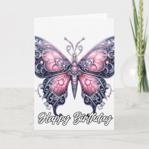 Vintage Imaginative Butterfly Art   Happy Birthday Card