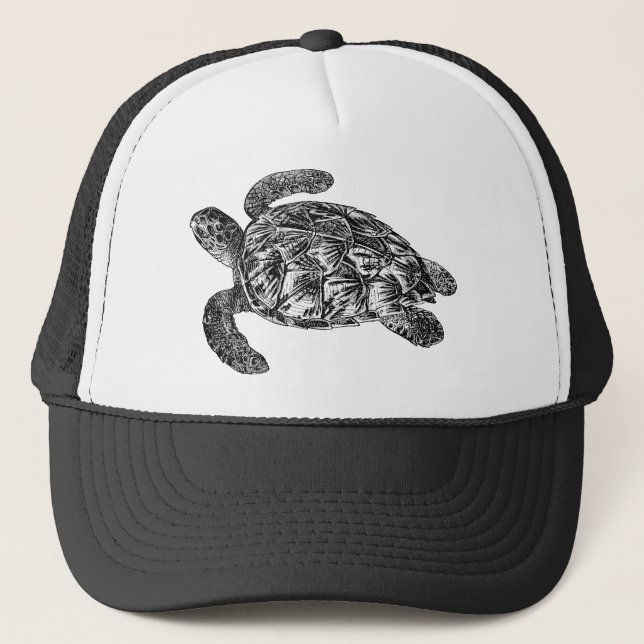 Vintage Imbricated Sea Turtle - Turtles Template Trucker Hat (Front)