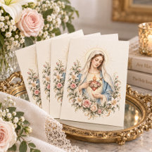 Vintage Immaculate Heart of Mary Floral Catholic