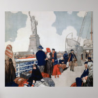 Vintage Immigrants and Statue of Liberty Art