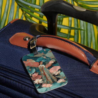 Vintage Impasto Hanbok and Pink Lotus Luggage Tag