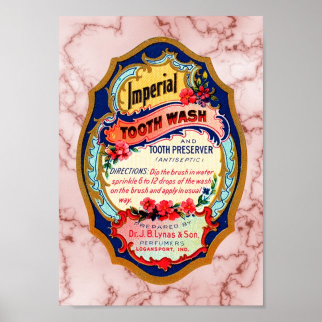 Vintage Imperial Tooth Wash Label Poster (Front)