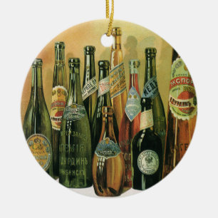 Vintage Imported Beer Bottles, Alcohol, Beverages Ceramic Tree Decoration