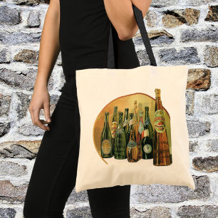 Vintage Imported Beer Bottles, Alcohol, Beverages Tote Bag