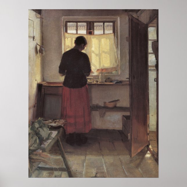 Vintage Impressionism, Pigen i Køkkenet, Ancher Poster (Front)