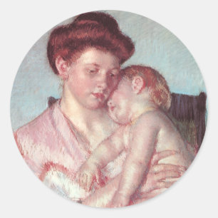 Vintage Impressionism, Sleepy Baby by Mary Cassatt Classic Round Sticker