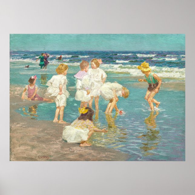 Vintage Impressionist Beach Scene Poster (Front)