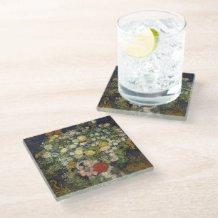 Vintage Impressionist Floral Bouquet Van Gogh Glass Coaster