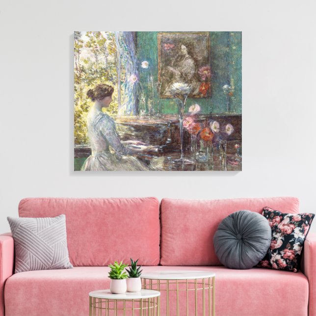 Vintage Impressionist Piano Lady Wall Art (Insitu(LivingRoom))