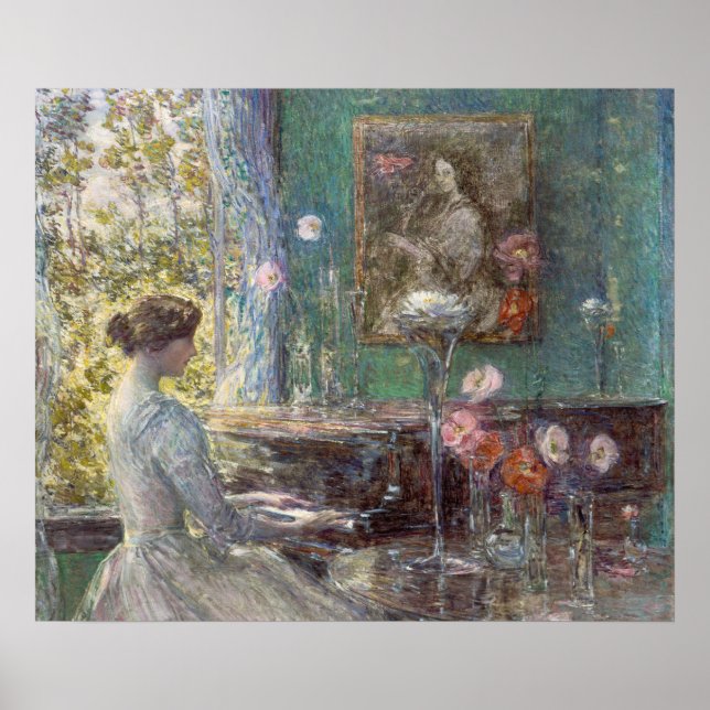Vintage Impressionist Piano Lady Wall Art (Front)