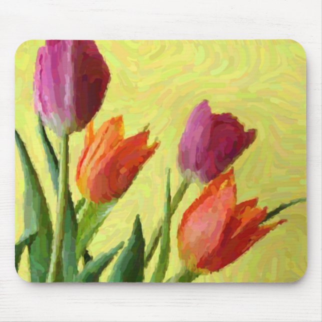 Vintage Impressionist Tulips Mouse Pad (Front)