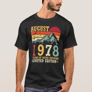 Vintage In August 1978 44 Years Of Being Awesome L T-Shirt