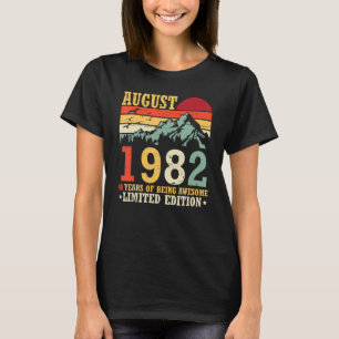 Vintage In August 1982 40 Years Of Being Awesome L T-Shirt