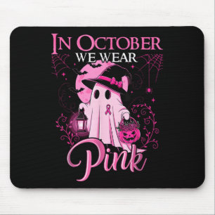 Vintage In October We Wear Nk Ribbon Ghost Hallowe Mouse Pad