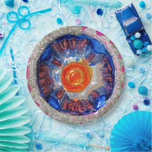 Vintage Indent Mercury Glass Christmas Ball Galaxy Paper Plate