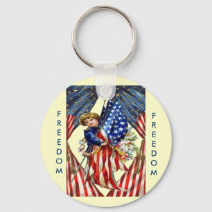 Vintage Independence and Freedom Key Ring