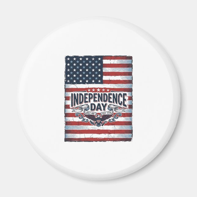 Vintage Independence Day Flag Shirt Magnet (Front)