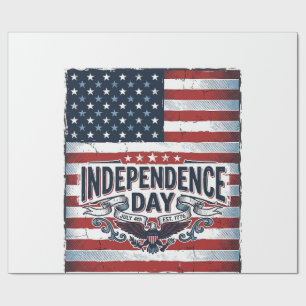Vintage Independence Day Flag Shirt Wrapping Paper