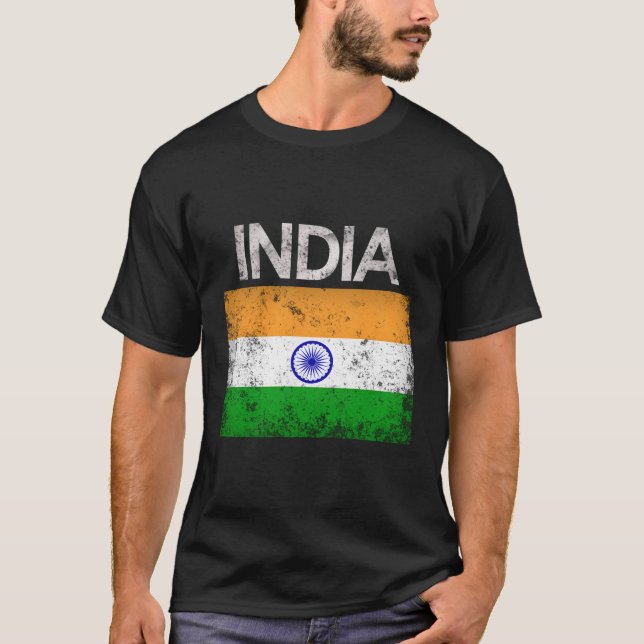 Vintage India Indian Flag Pride Gift T-Shirt (Front)