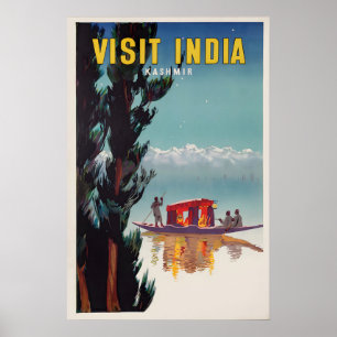 Vintage India Kashmir Travel Poster Retro Wall Art