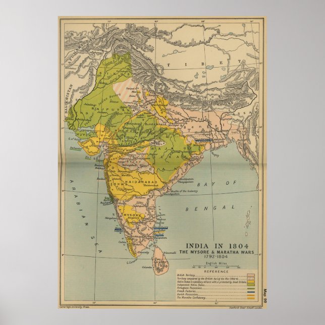 Vintage India Maratha and Mysore War Map (1804) Poster (Front)