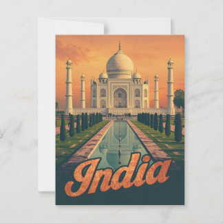 Vintage India Taj Mahal Travel Postcard