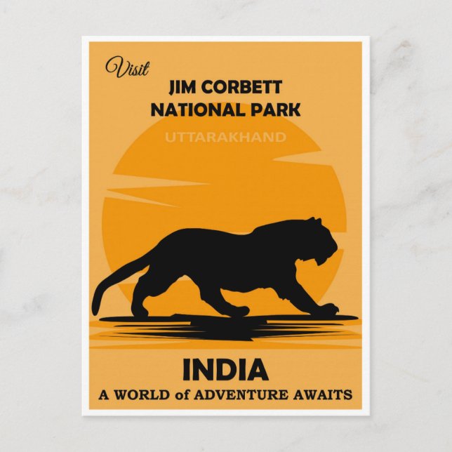 Vintage India Tiger National Park Travel Postcard (Front)