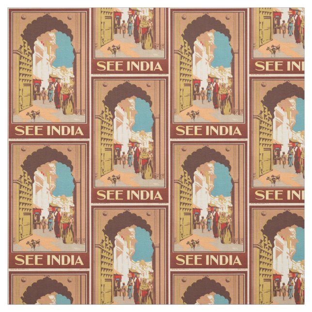 Vintage India Travel customisable fabric (Swatch)