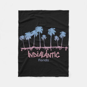 Vintage Indialantic Florida Beach Retro Surf Vibes Fleece Blanket