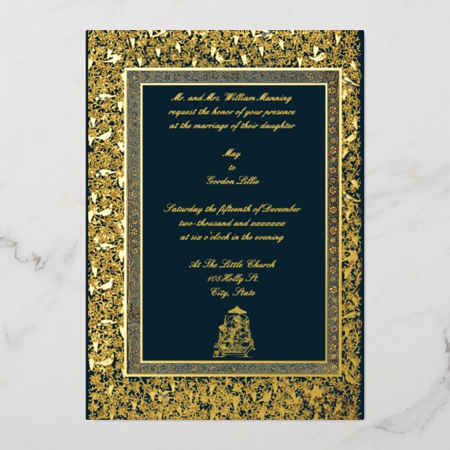 Vintage Indian Birds & Grapevine Border Wedding (Front)