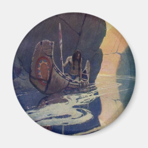 Vintage Indian Canoe Paddling Sun Classic Magnet