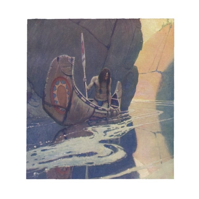 Vintage Indian Canoe Paddling Sun Classic Notepad (Front)
