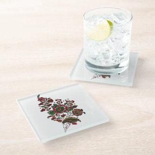 Vintage Indian Cotton Chintz Fabric Glass Coaster