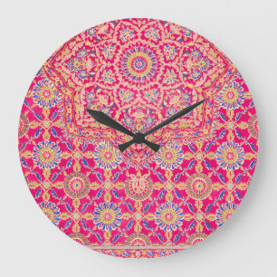 Vintage Indian Embroidery Pattern Large Clock