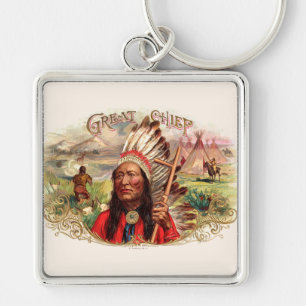 Vintage Indian Great Chief Cigar Box Key Ring
