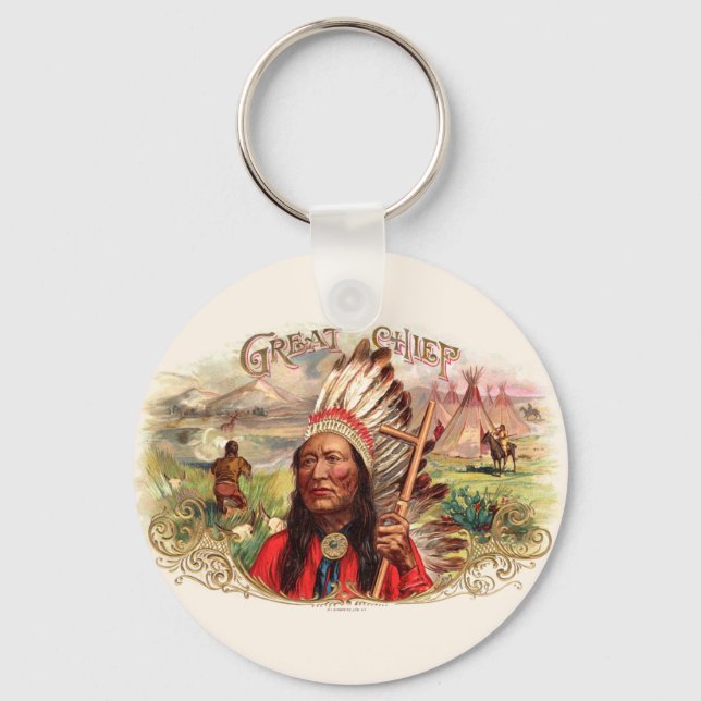 Vintage Indian Great Chief Cigar Box Key Ring (Front)