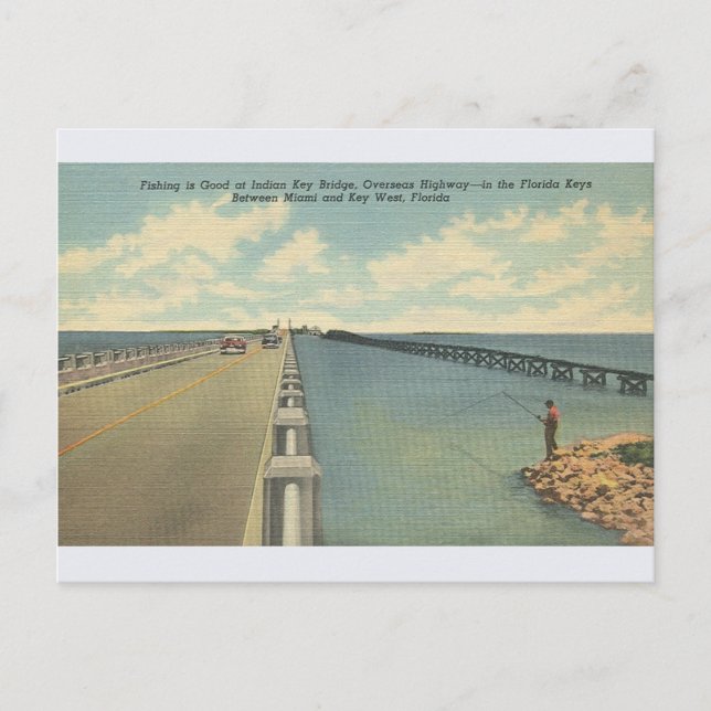 Vintage Indian Key Bridge Florida Keys Postcard (Front)