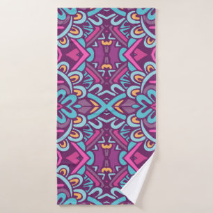Vintage indian retro stylised flowers and rhombus. bath towel