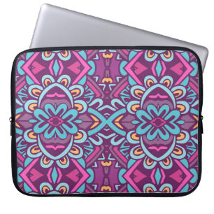 Vintage indian retro stylised flowers and rhombus. laptop sleeve