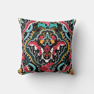 Vintage indian seamless pattern. Floral wallpaper Cushion