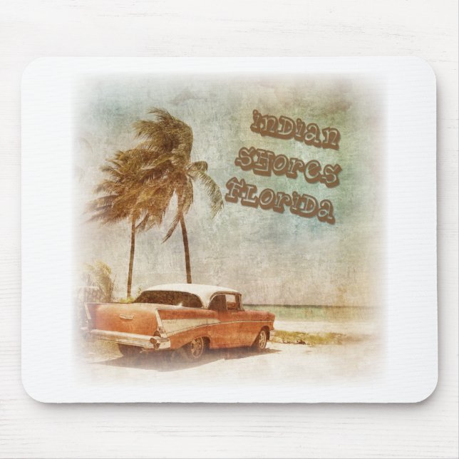 Vintage Indian Shores Beach Scene Mouse Pad (Front)