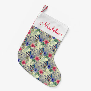 Vintage Indian Style Tiger Pattern Add Your Name Small Christmas Stocking