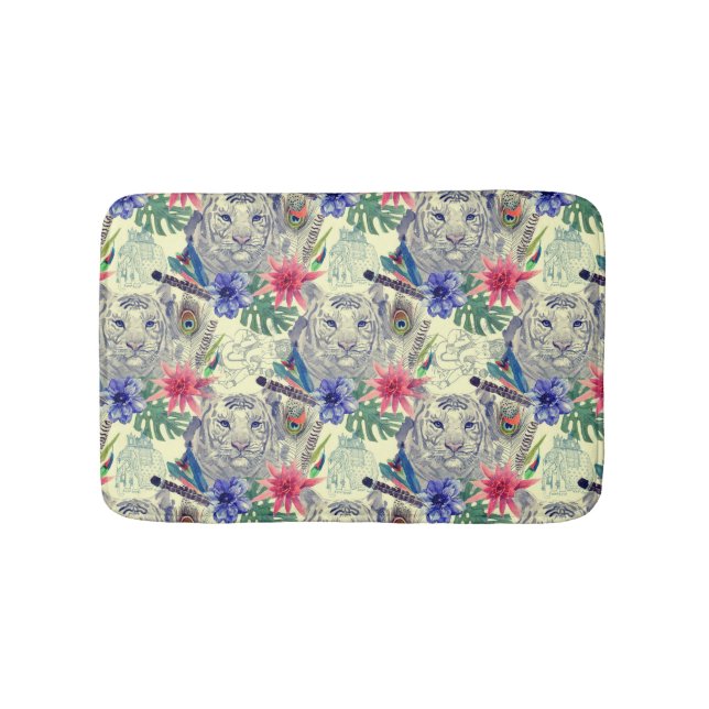 Vintage Indian Style Tiger Pattern Bath Mat (Front)