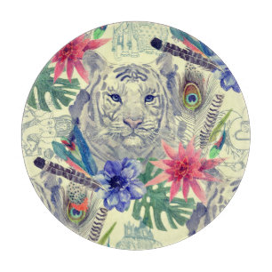 Vintage Indian Style Tiger Pattern Cutting Board