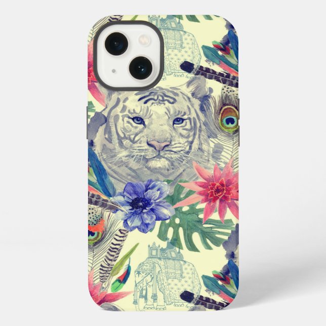 Vintage Indian Style Tiger Pattern iPhone Case (Back)