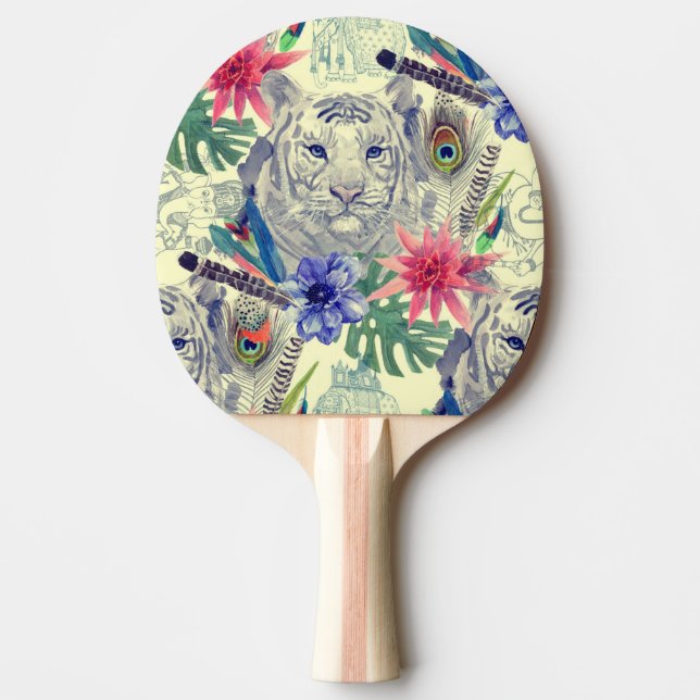 Vintage Indian Style Tiger Pattern Ping Pong Paddle (Front)
