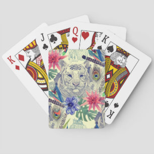 Vintage Indian Style Tiger Pattern Playing Cards