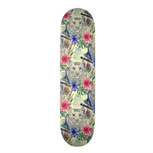 Vintage Indian Style Tiger Pattern Skateboard