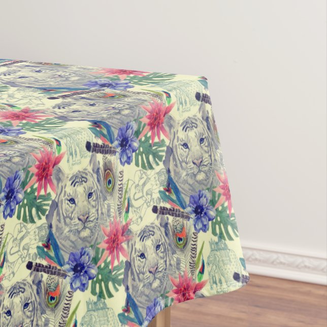 Vintage Indian Style Tiger Pattern Tablecloth (In Situ)